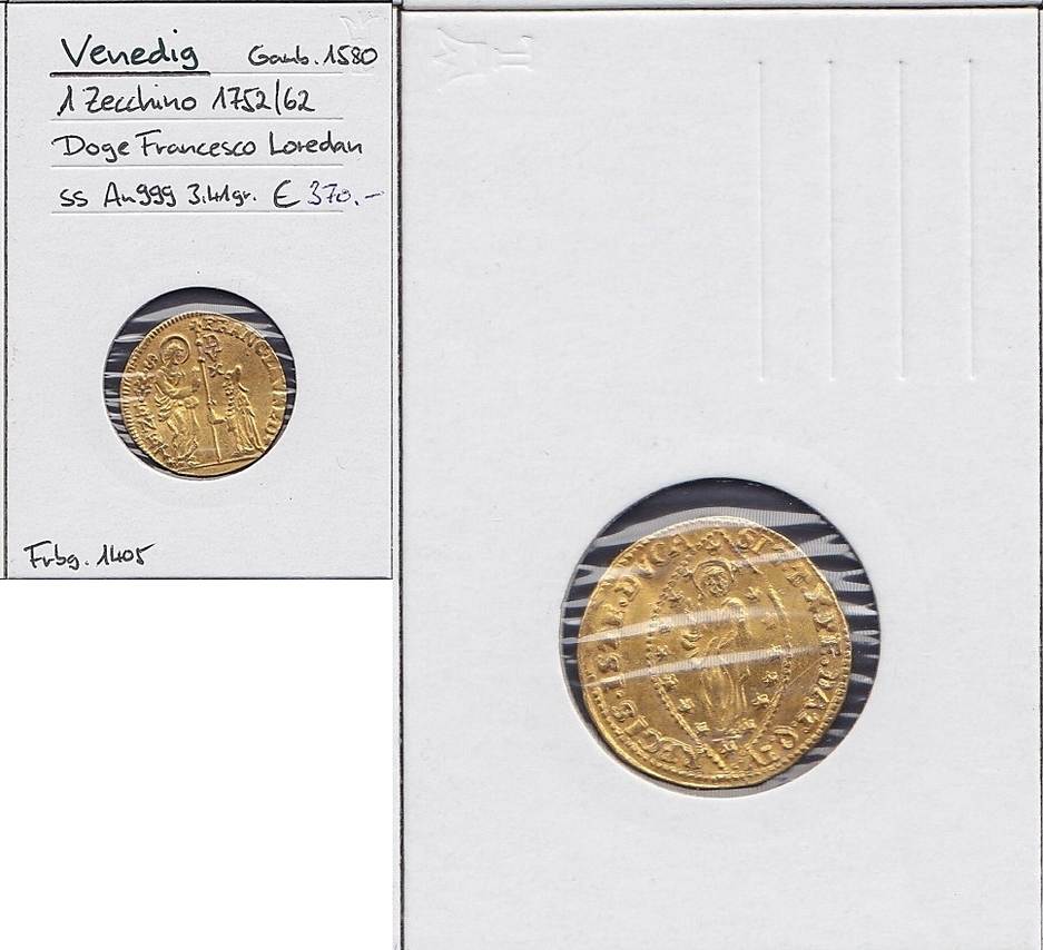 Venedig Zecchino Venice - Doge Francesco Loredan (1752/62) Gold VF |  MA-Shops