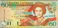 Eastern Caribbean Islands 50 Dollar Dominica , Queen Elisabeth II. -