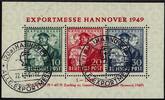 Bizone 10-30 Pf 'Exportmesse Hannover' Block mit Ersttagsonderstempel 22.4.49 -