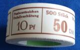 Bundesrepublik Deutschland 500 x 10 Pfg. Unfallverhütung komplette originalverpackte Rolle 500 Stück, ungeöffnet -