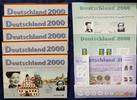 Deutschland 5x 12,67 DM KMS - Kursmünzen und erste Dauerbriefmarken DM/€ der Post, alle 5 Prägestä. -
