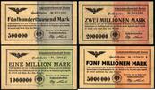 Deutsche Reichsbahn / Polen 1/2 - 5 Mio. Mark BRESLAU (Wroclaw) in Schlesien, Reichsbahndirektion, vier Nominalen -