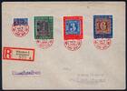  1949 Bundesrepublik Deutschland  100 Jahre Dt. Briefmarke  auf R-Brief mit ROTEM Sonderstempel München gestempelt/Brief