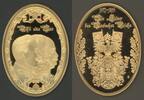 Deutschland Gigantmedaille ovale vergoldete Medaille mit Swarowski-Steinen auf das 'Drei-Kaiser-Jahr 1888' -
