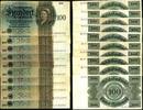 Deutsches Reich - Weimar 10x 100 Reichsmark komplettes Set aller Varianten der Unterdruckbuchstaben B-Z und Serie A-D -