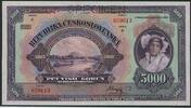 CSSR 5000 Kor. 'Pét Tisíc Korun' Serie C mit SPECIMEN-Lochung -