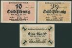 Deutsches Reich 10 Goldpfg - 1 Goldmark Stadt Fürth i. Bayern kompl. Serie 3 Scheine gebraucht -