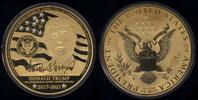 Deutschland/USA Gigantmedaille Imposante vergoldete Medaille auf die Präsidentschaft Donald Trumps 2017-21 -