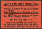 Deutsches Reich - Erlangen Propagandablatt für Fackelzug/Aufmarsch der SA, SS und HJ sowie Kundgebung -