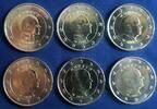 Monako 6x 2 Euro Prinz Albert, Umlaufmünze in 6 versch. Jahrgängen -