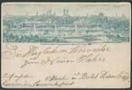 Bayern PLZ 8000 'Deutsch -Nationale Kunstgewerbe-Ausstellung' blaue Feder-Lithokarte -