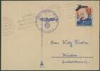 Deutsches Reich Feldpost Ingolstadt - sog. Spottkarte 'Wert keinen Pfennig' mit Abb. Churchill -