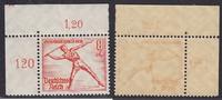 Deutsches Reich 8 Pfg. Sommerolympiade Berlin Speerwerfer mit Plattennummer 1