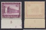 Deutsches Reich 40 Pfg. Winterhilfswerk Moderne Bauten, Bogenecke mit Plattennummer 1