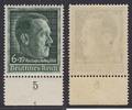 Deutsches Reich 6+19 Pfg. Reichsparteitag Hitler mit Inschrift, mit Plattennummer 1