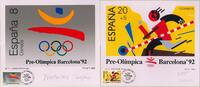 Spanien 8-50 Ptas Sommer-Olympiade in Barcelona kpl. Satz auf vier 'Künstlergrafiken' -