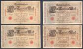 Deutsches Reich 4x 1000 RM 'Brauner Tausender' die guten Jahrgänge vor 1910 -