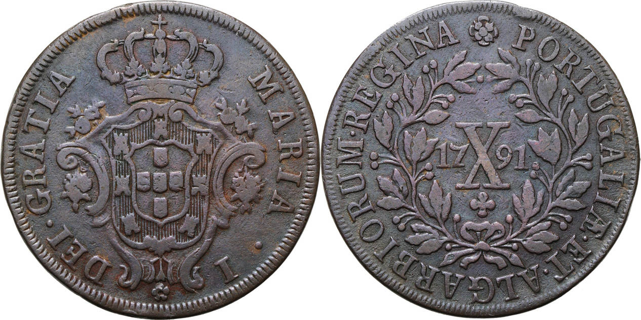 Portugal 10 Reis 1791 Vf 