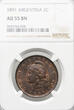 Argentina 2 Centavos 1891 NGC AU 55 BN