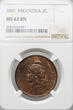 Argentina 2 Centavos 1891 NGC MS 62 BN