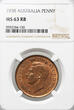 Australia 1 Penny 1938 (M) NGC MS 63 RB