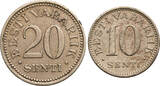 Estonia, Republic 1918-1941 10, 20 Senti 1931, 1935 VF