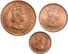 Mauritius Set 1, 2, 5 Cents 1969 aUNC