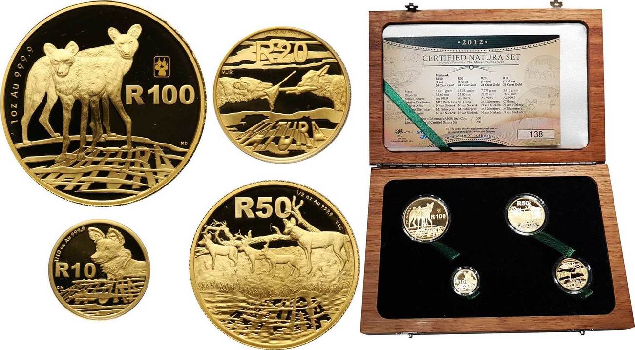 Rand 100. 2004 South Africa 1/10 oz Gold Natura 10 Rand Lynx. Gold Coin South Africa Cat Natura r10 2004.