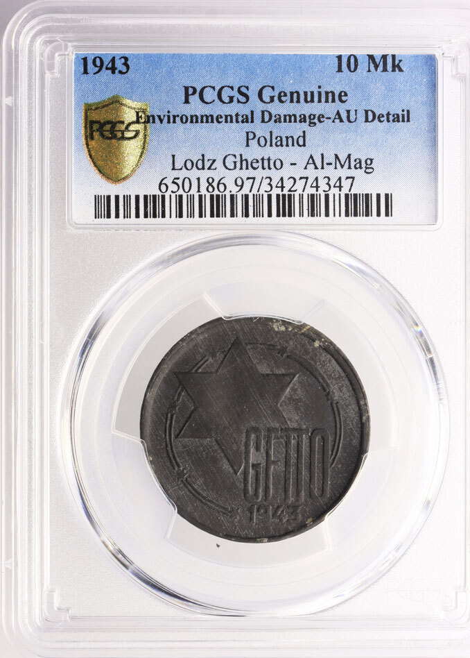 Ghetto in Lodz 10 Mark 1943 PCGS AU Details | MA-Shops