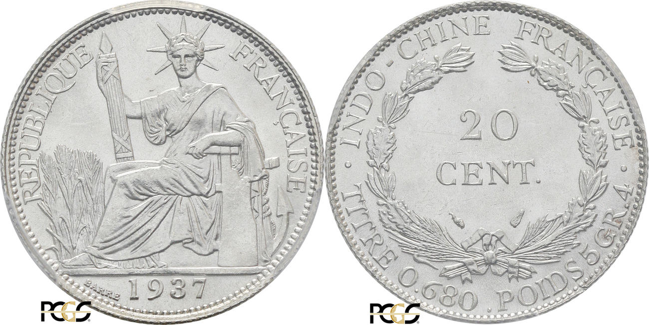 indochina 銀貨1枚1937年