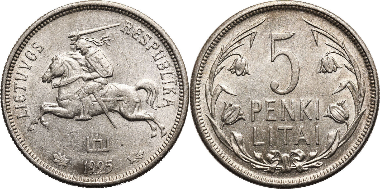 Lithuania, First Republic 1918-1940 5 Litai 1925 EF Русские монеты из ...