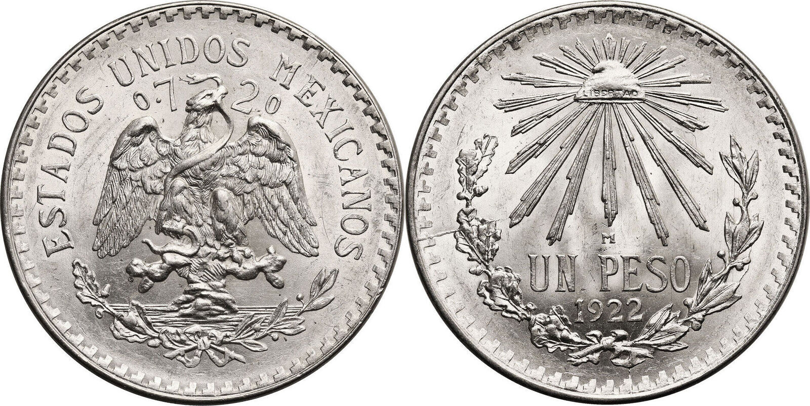 Mexico 1 Peso 1922 UNC | MA-Shops