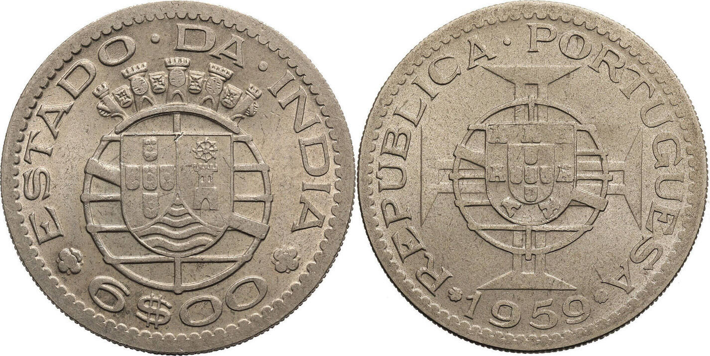 India Portuguese 6 Escudos 1959 CH UNC | MA-Shops