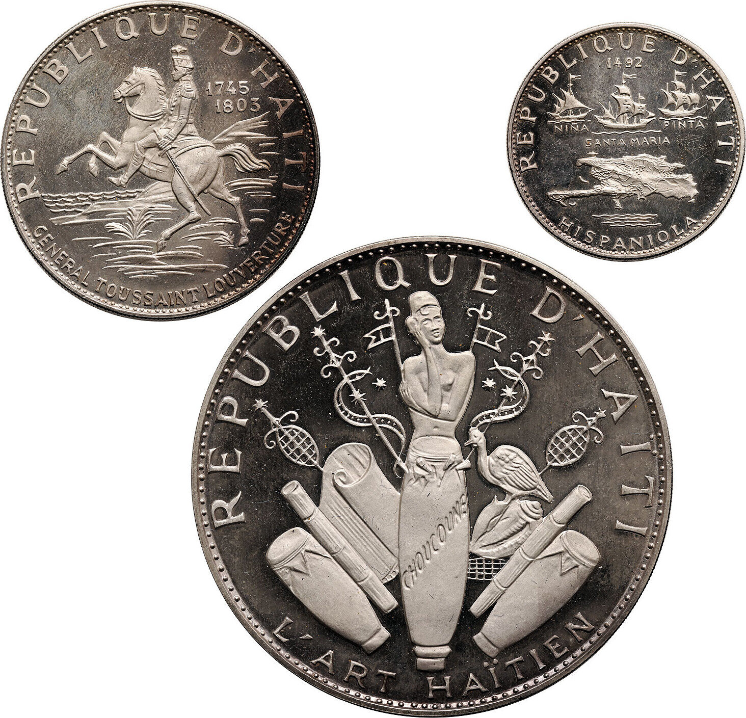 Haiti Set 5, 10, 25 Gourdes 1967 IC Anniversary of the Revolution