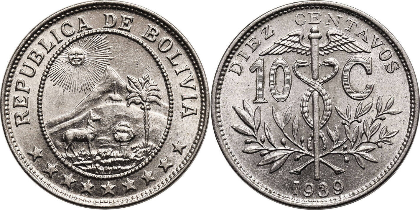 Bolivia 10 Centavos 1939 aUNC | MA-Shops