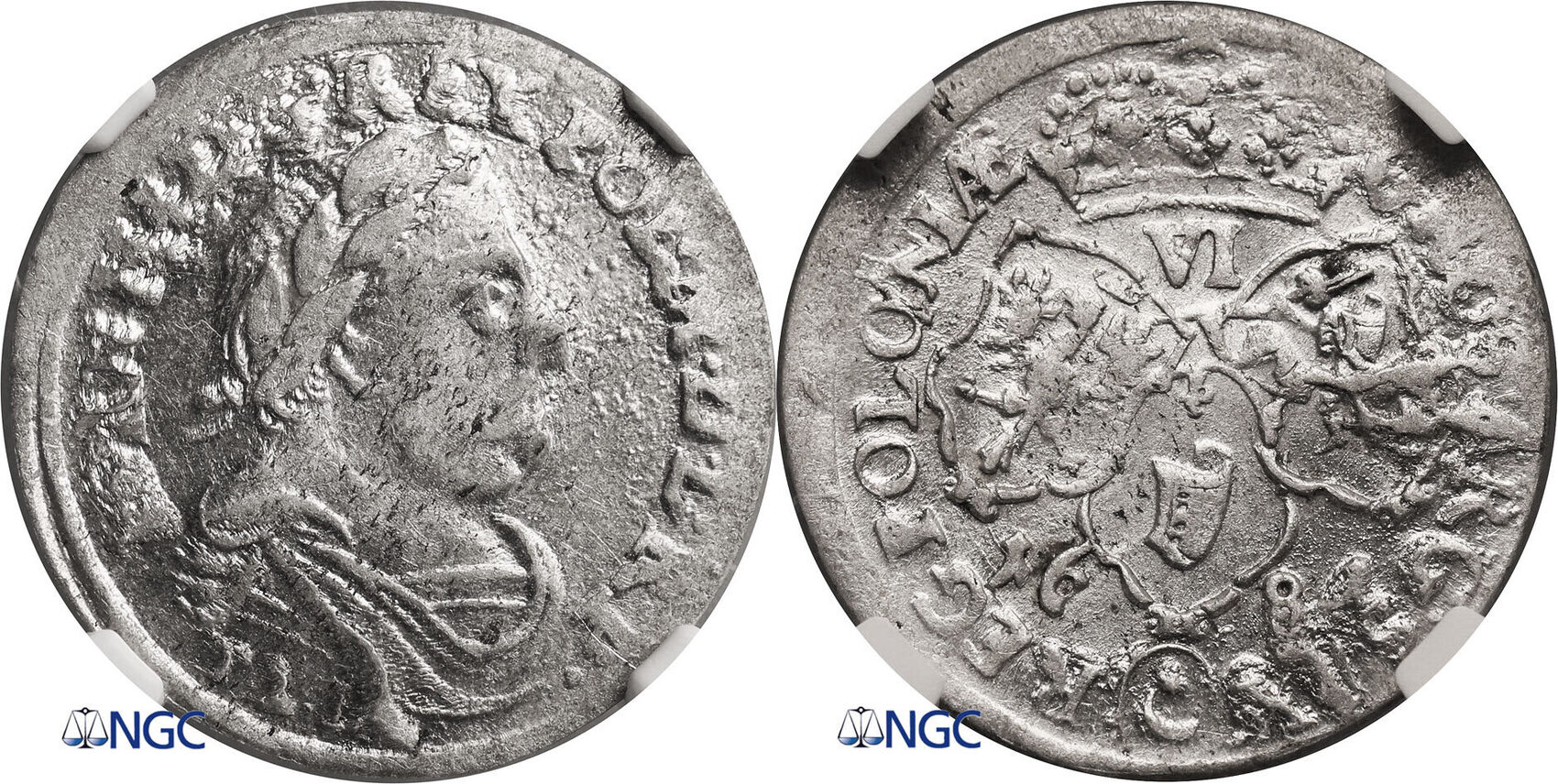 Poland, Jan III Sobieski Szostak (6 Groschen) 1681 NGC MS 61 | MA