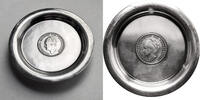 Netherlands, Wilhelmina Silver bowl / saucer with 1 Gulden coin 1943, 28 mm, weight approx. 10 g. .720, bowl diameter 88 mm, total -
