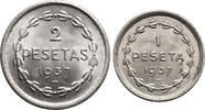 Spain, Basque Country - Euskadi 1 and 2 Pesetas 1937 St / vz 46.25 US$  +  46.25 US$ shipping