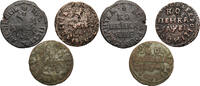 Russia, Peter I 3 x 1 Kopek 1705 MД, 1711 KД, 1715 KД ss / sch&ouml;n 109.84 US$  +  46.25 US$ shipping