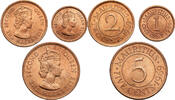 Mauritius Set 1, 2, 5 Cents -