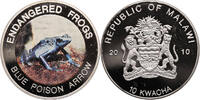 Malawi 10 Kwacha Multicolor Blue Poison Arrow Frog -
