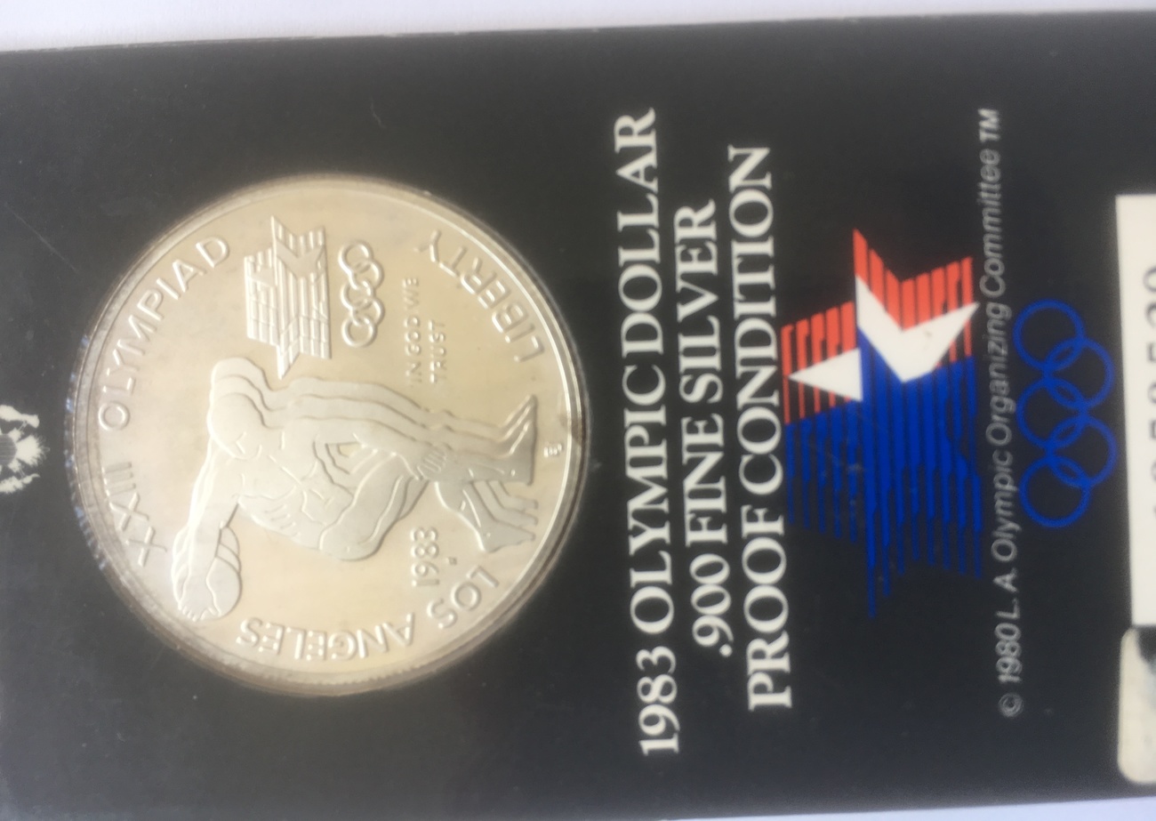 1983 OLYMPIC DOLLAR 900FINE PROOEF ケース入り（1983 Olympic