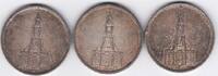 Deutschland 5 Reichsmark 3 Stück J. 357 5 RM GARNISONSKIRCHE POTSDAM ohne Datum 1934+1935A -
