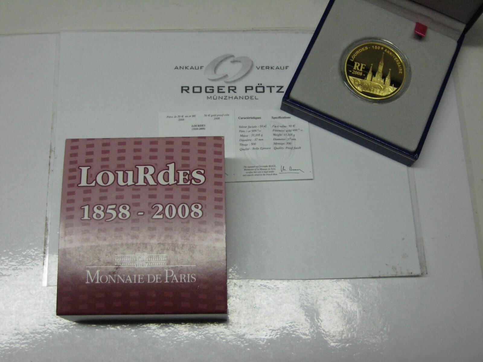 50 Euro Gold Lourdes 2008 Frankreich Proof | MA-Shops