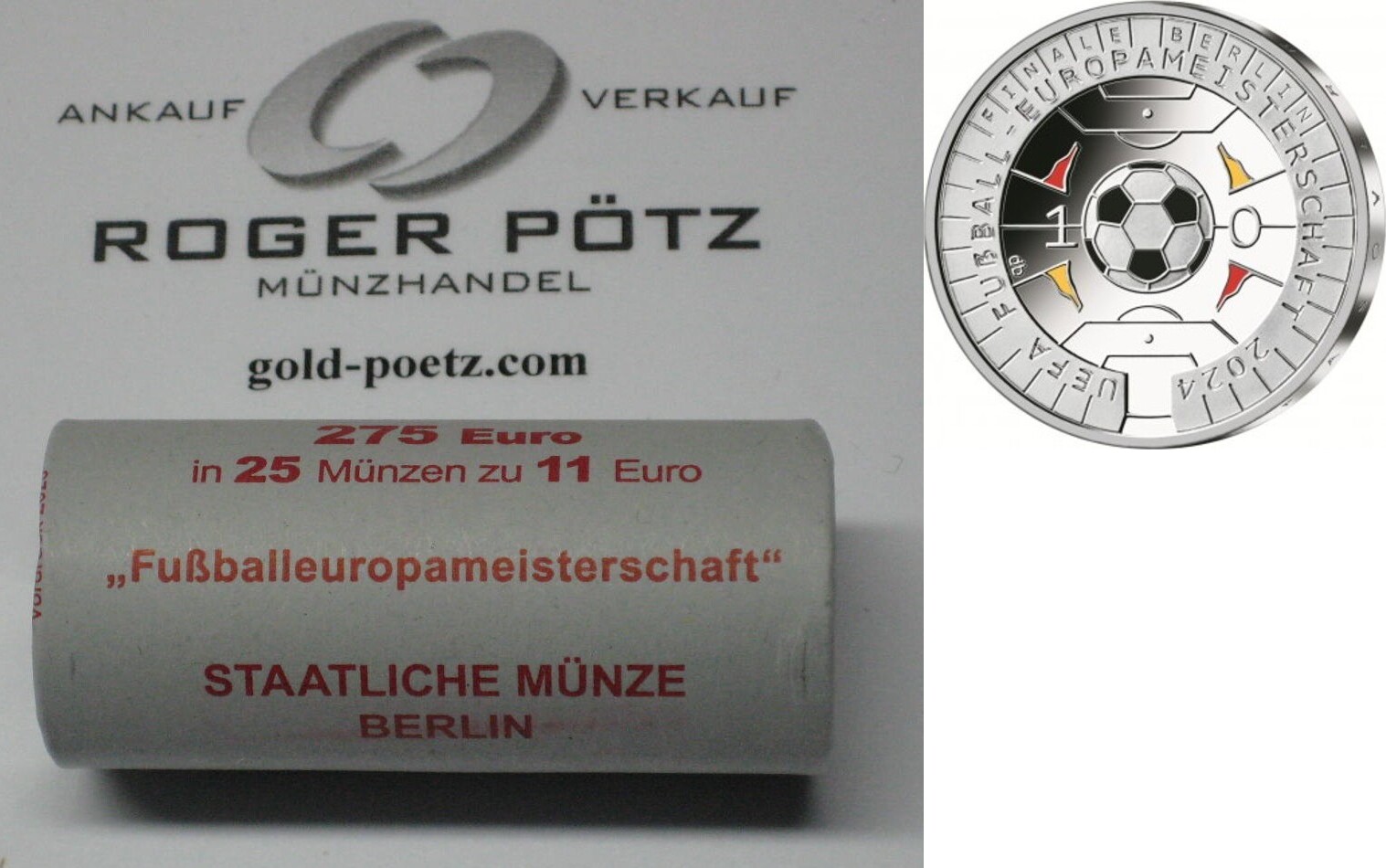 BRD 275 Euro 25 X 11 Euro 2024 Silber Coloriert Fu ball brd-275-euro-25-x-11-euro-2024-silber-coloriert-fu-ball