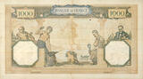 NOTES OF THE BANQUE DE FRANCE 1000 francs 30.6.1938 Banque de France. Billet. Cérès et Mercure, VF+