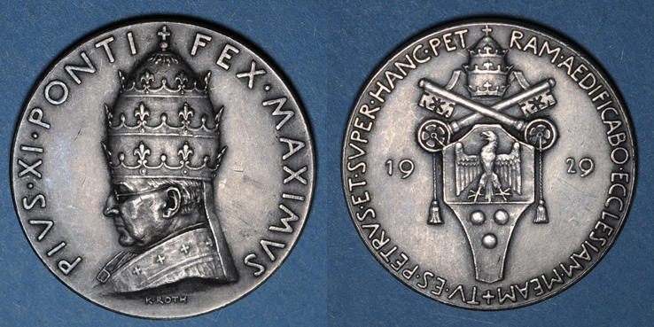 Medals 1929 Vatican Pie Xi 50e Anniversaire De Son Ordination Sacerdotale Medaille Argent Ef Ma Shops