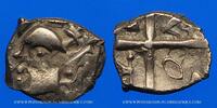 CELTIC COINS Drachme Volques Tectosages. Région de Toulouse. à la tête cubiste, 1er siècle AC -