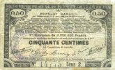 FRENCH EMERGENCY NOTES 50 centimes Pas de Calais, Somme et Nord, Groupement de 70 communes. Billet. série 2 -