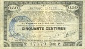 FRENCH EMERGENCY NOTES 50 centimes Pas de Calais, Somme et Nord, Groupement de 70 communes. Billet. série 2 -